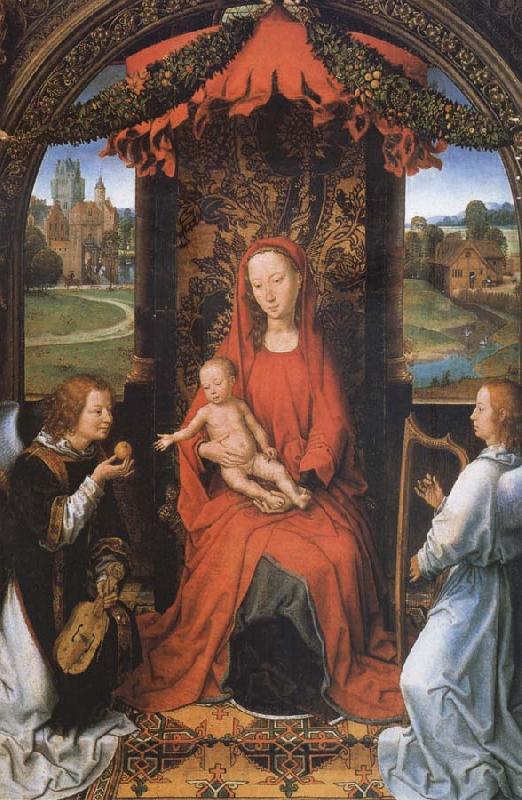 Hans Memling The Madonna and the Nino with two angeles Germany oil painting art